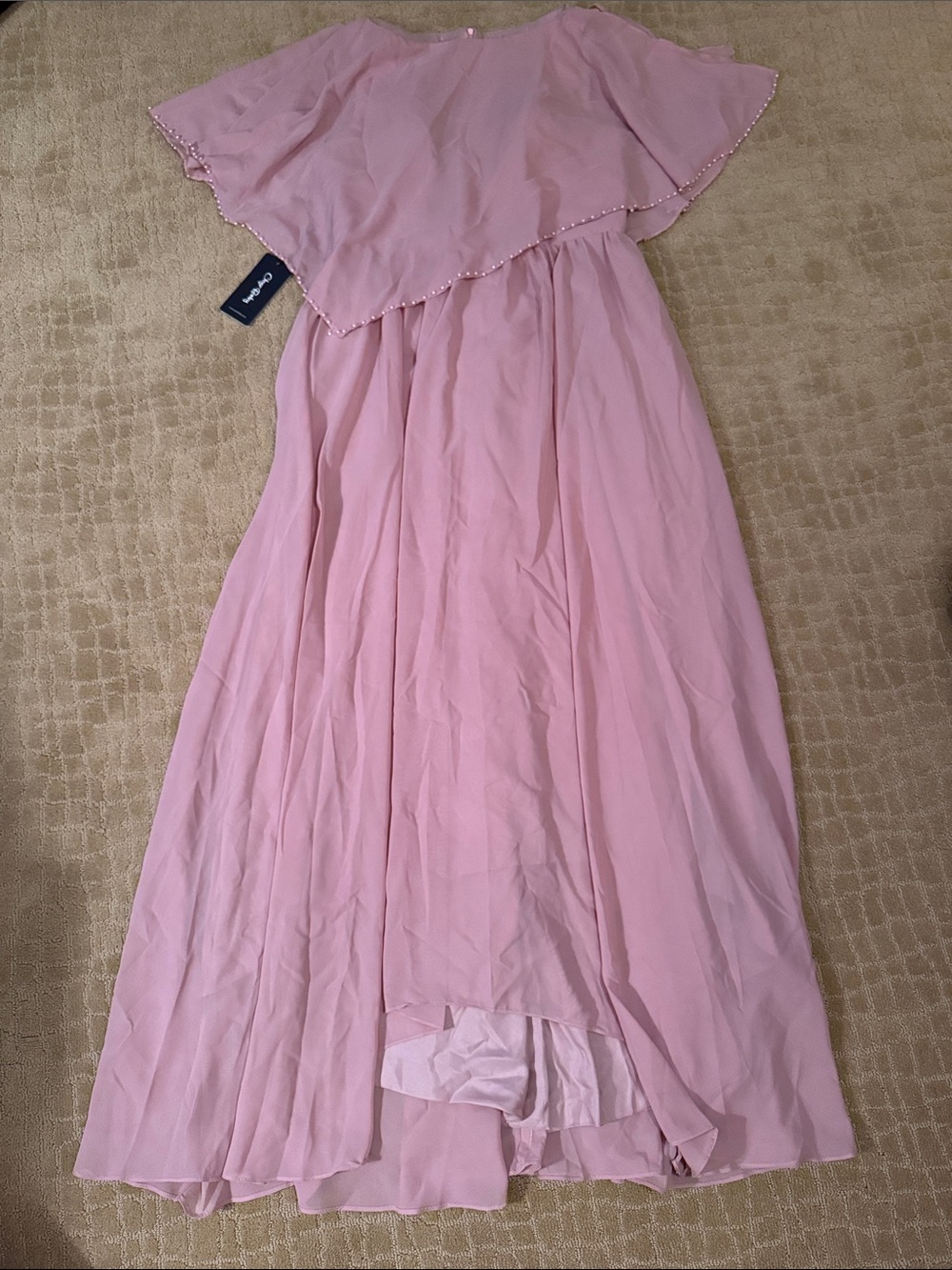 Pink Chiffon Maxi Dress with Capelet